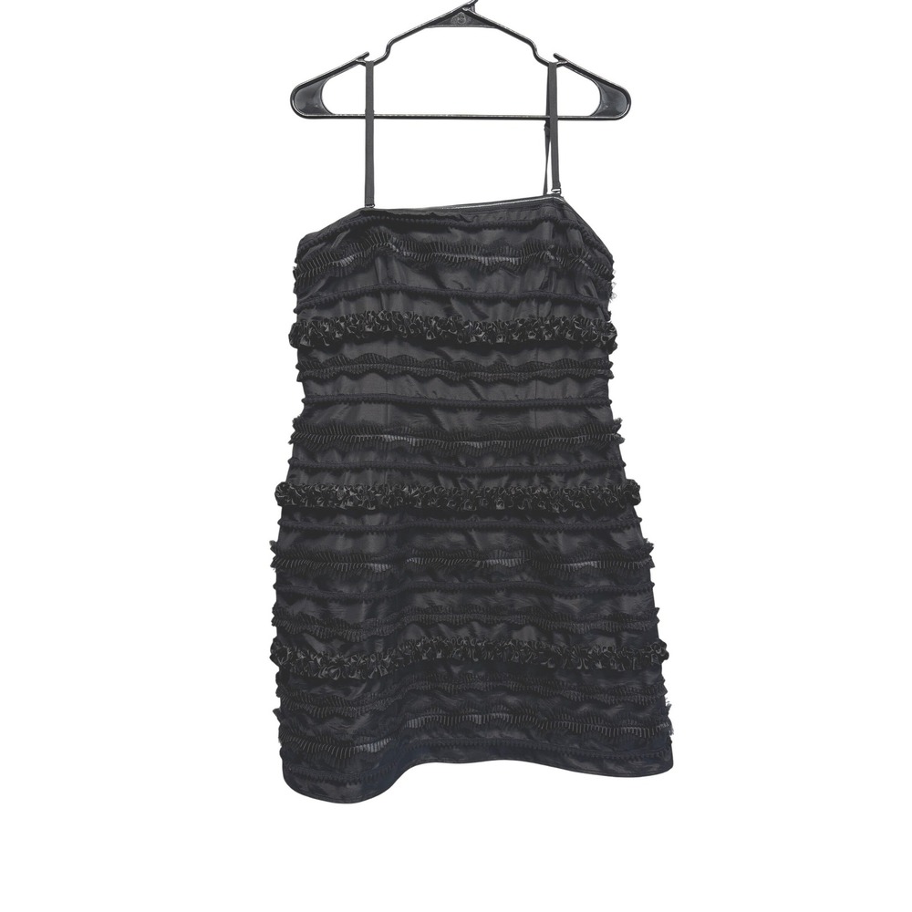 Laundry By‎ Shelli Segal Dress Ruffle Tiered 10 Black Women Bodycon Coquette